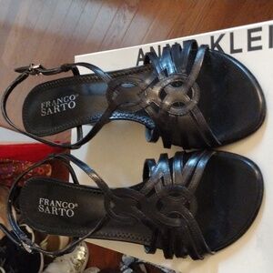 Black Leather Franco Sarto Wedges